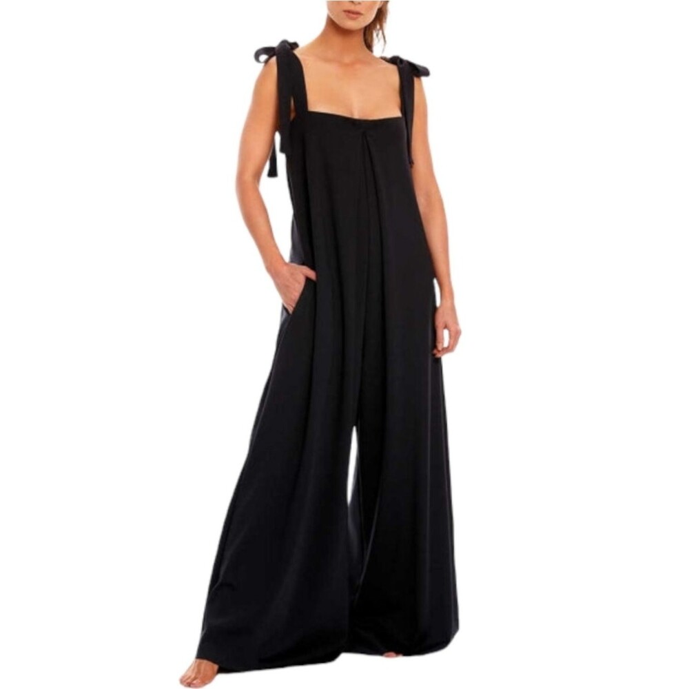Agua Bendita Black Gail Dust Jumpsuit Women’s Small Wide Leg Pleated